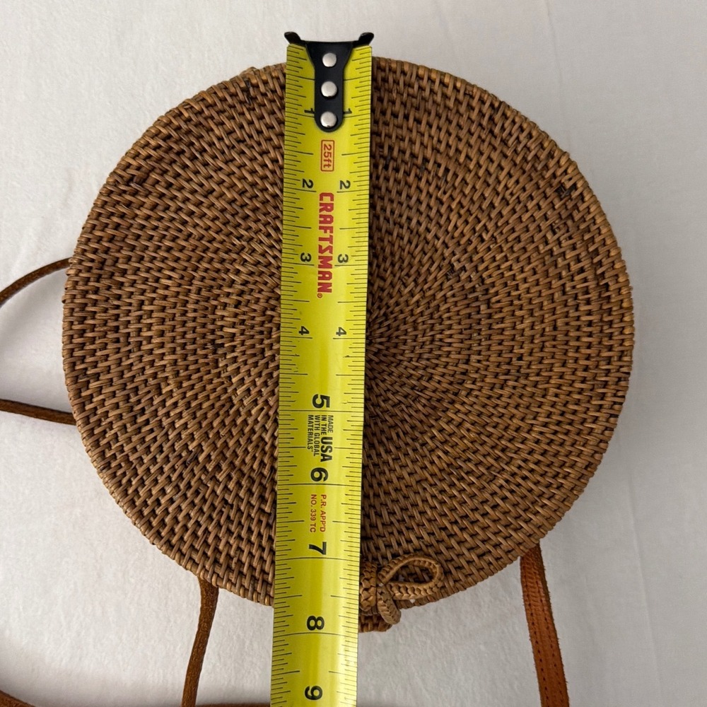 Woven Round Crossbody Bag in Brown - Picture 9 of 11